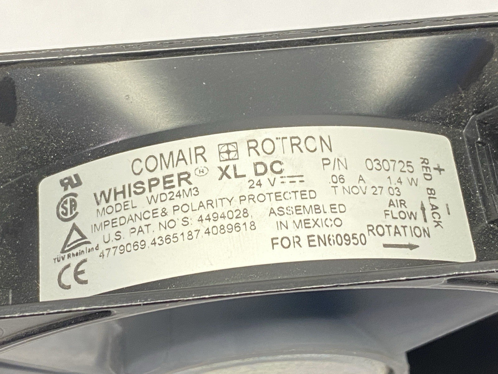030725 | Comair Rotron Whisper XL DC Fan 0.6A 24V 1.4W WD24M3 - Used - Maverick Industrial Sales