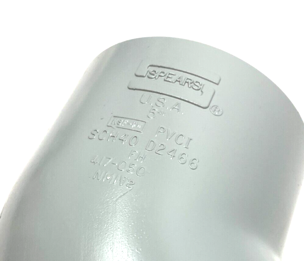 Spears 417-050 Elbow Slip Socket Fitting 5", 45-Degree Painted Gray SCH40 - Maverick Industrial Sales