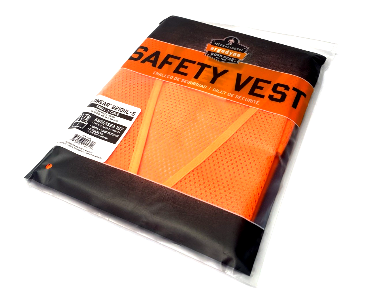 Ergodyne 8210HL-S Glowear Orange Mesh Vest, Class 2 Type R, Small 24532 LOT OF 5 - Maverick Industrial Sales