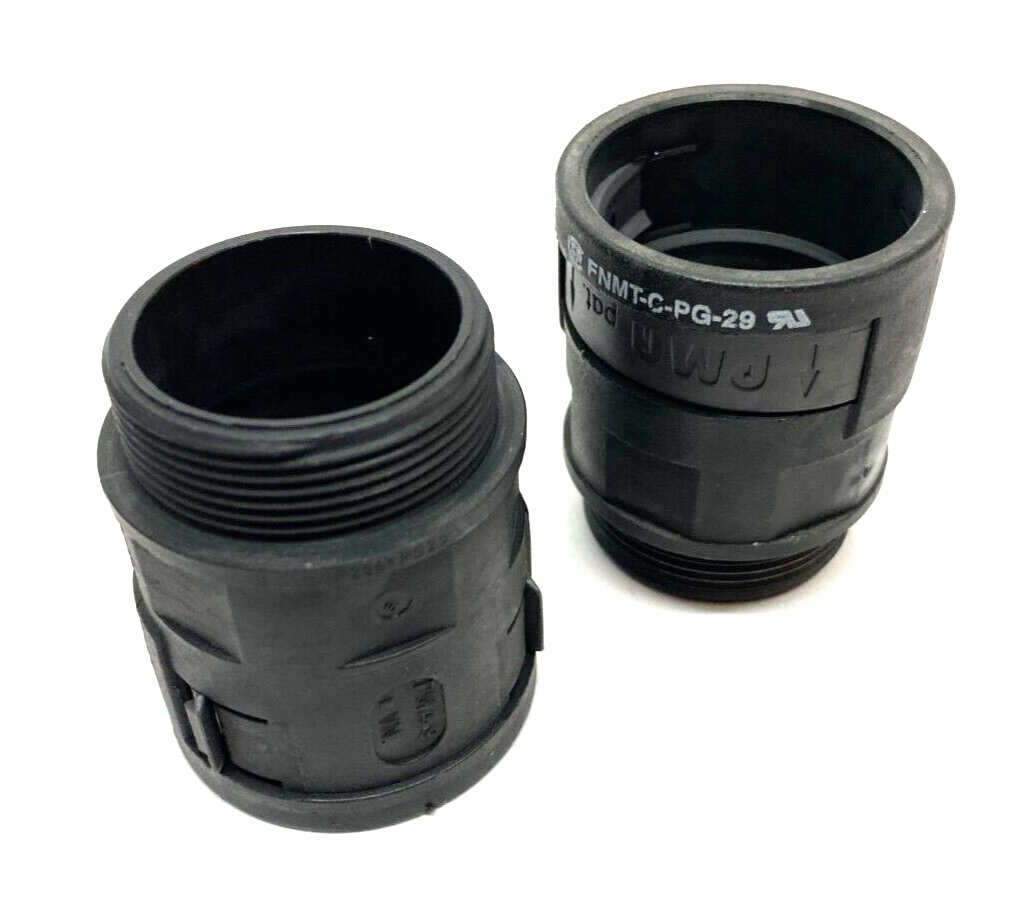 PMA Flex FNMT-C-PG-29 Straight Plastic Conduit Fitting 29mm Black LOT OF 2 - Used - Maverick Industrial Sales