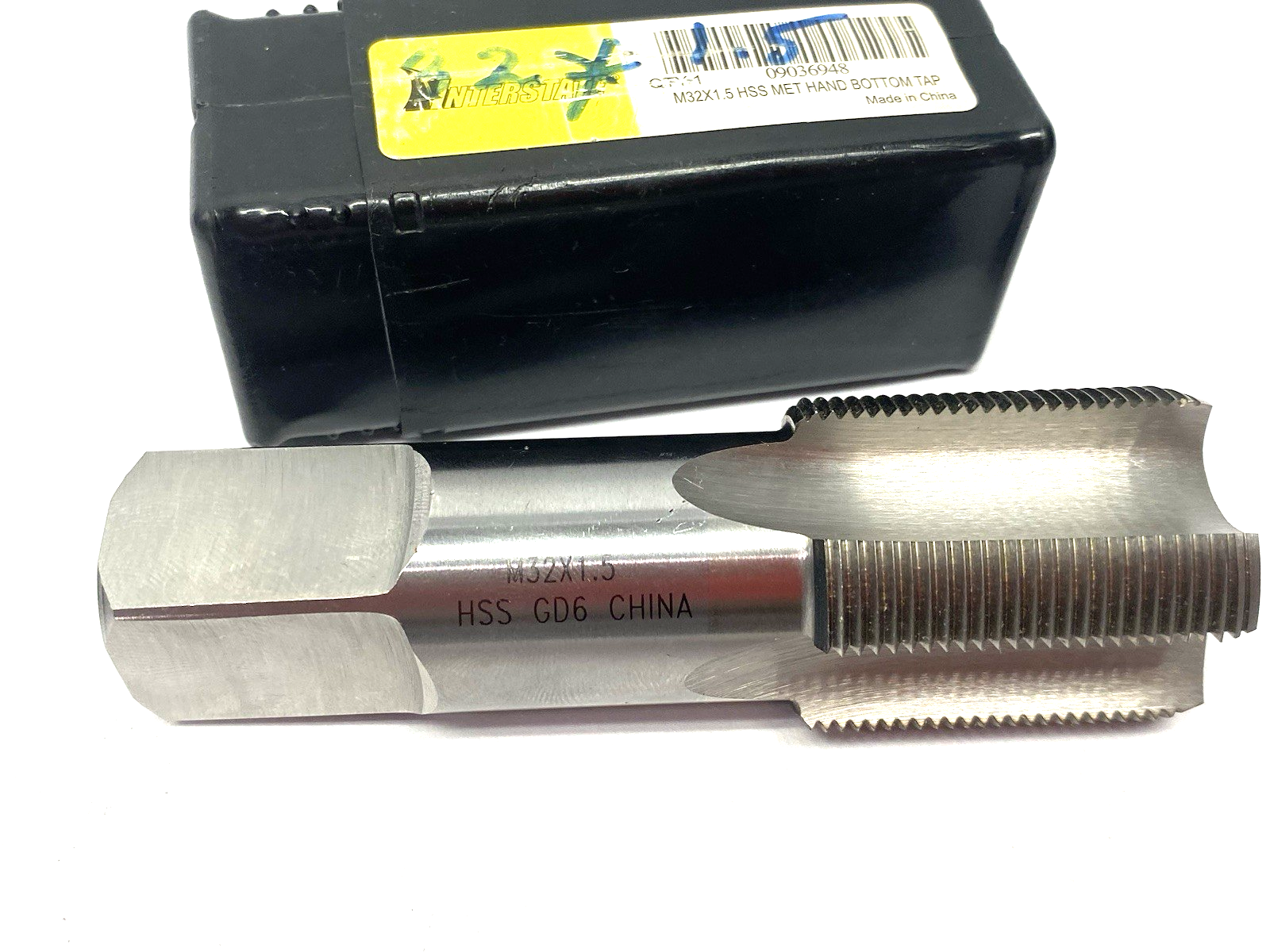 09036948 | Interstate Straight Flute Tap: M32x1.5 Metric Fine, 4 Flute, Bottoming - Used - Maverick Industrial Sales