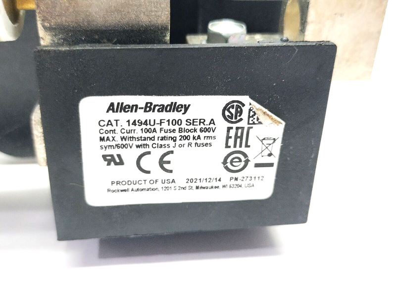 Allen Bradley 1494U-D100 Ser. A Disconnect Switch Assembly w/1494U-F100 & Fuses - Maverick Industrial Sales