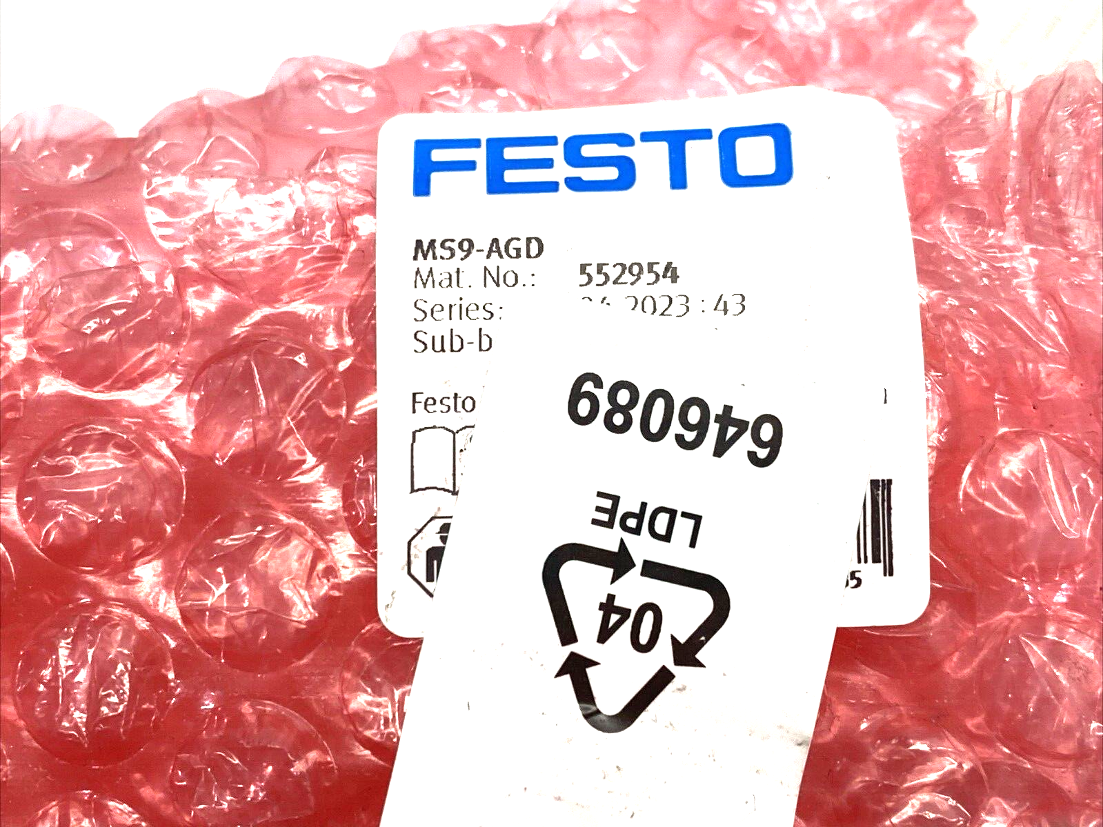 Festo MS9-AGD Sub-Base G 1/2" SIDE 2 ONLY 552954 - Maverick Industrial Sales