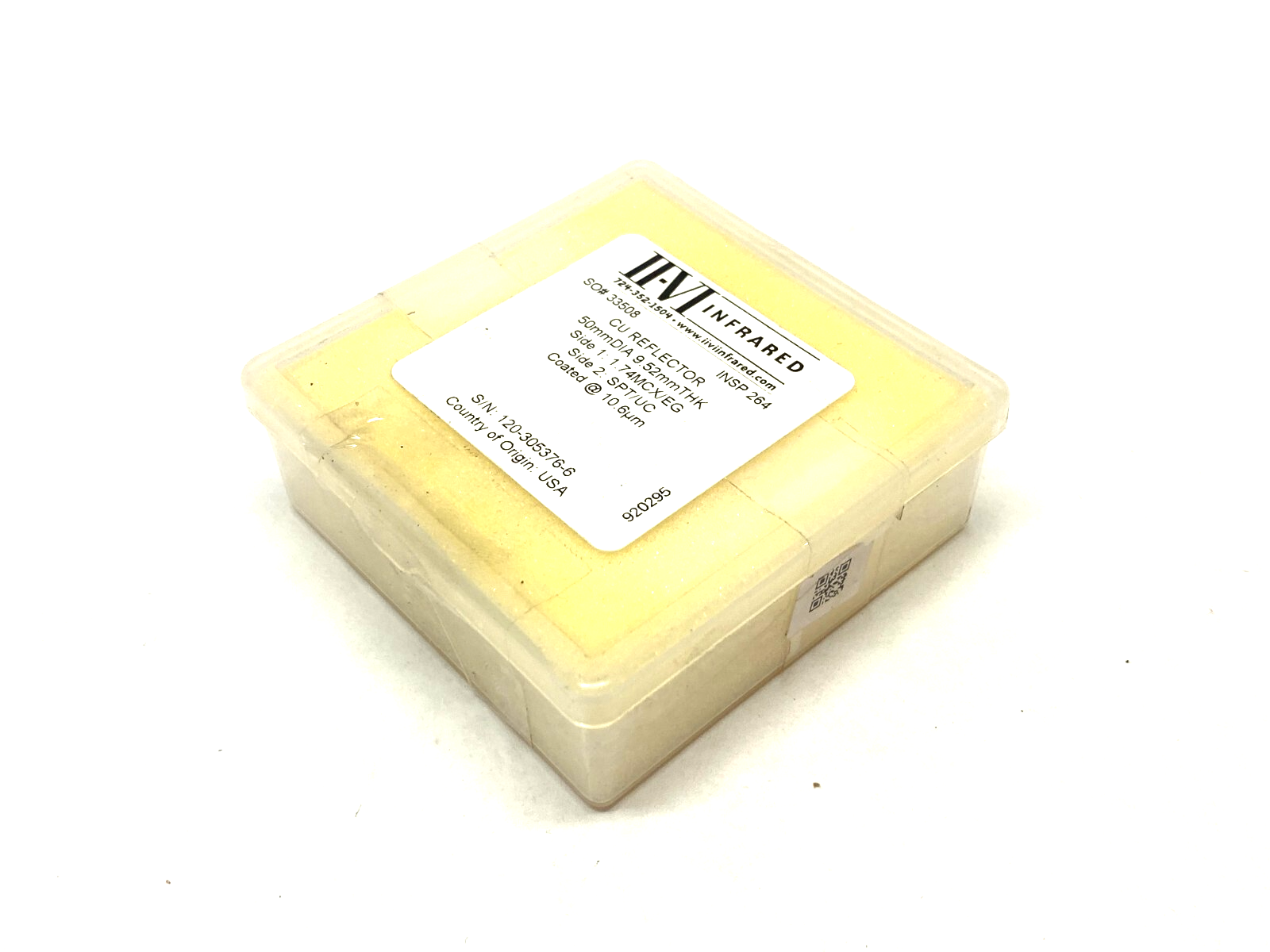 II-VI Infrared 920295 CU Reflector 50mm Dia. 9.52mm Thick 1.74MCX/EG, SPT/UC - Maverick Industrial Sales