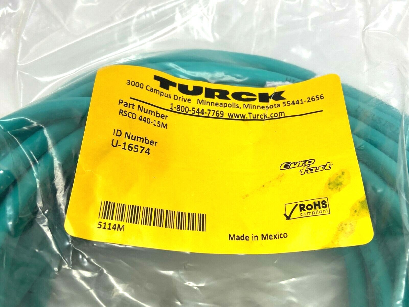 Turck RSCD 440-15M Network Eurofast 4 Pin Cable U-16574 - Maverick Industrial Sales
