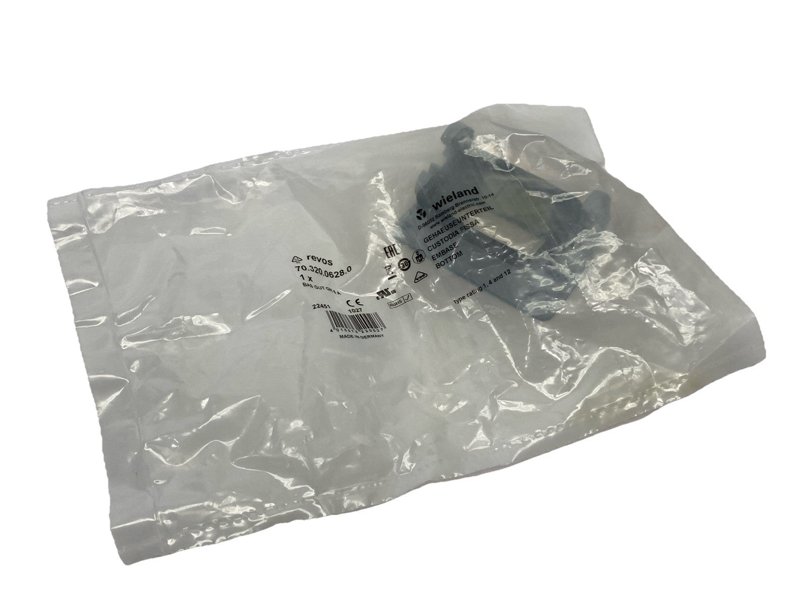 Wieland BOTTOM BAS GUT GK 6 A Heavy Duty Connector Shell 70.320.0628.0 - Maverick Industrial Sales