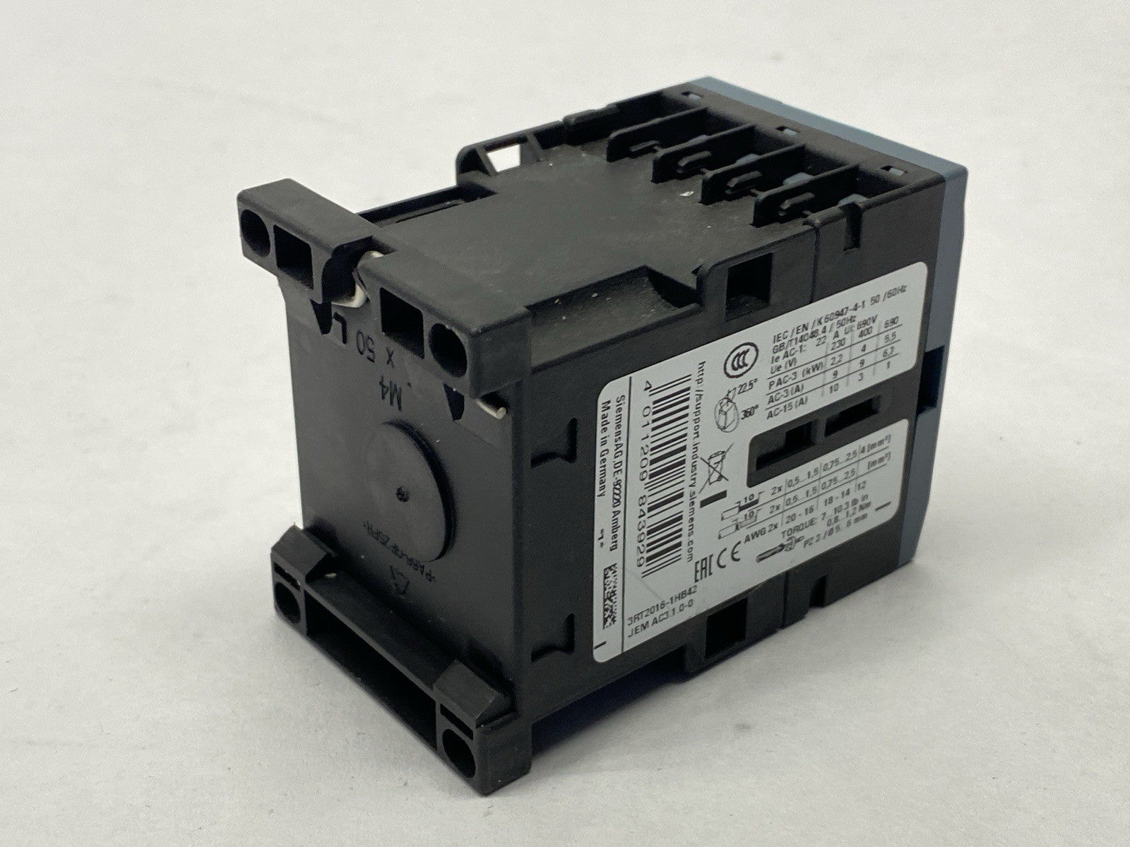 Siemens 3RT2016-1HB42 Power Contactor 3-Pole 9A 4kW 400V 24VDC - Maverick Industrial Sales