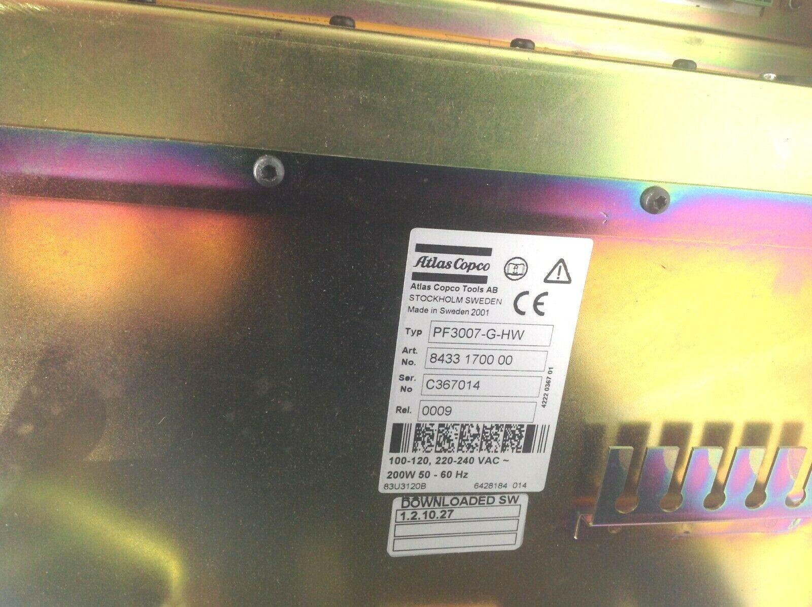 Atlas Copco PF3007-G-HW Tensor S4/S7 8433 1700 00 100-240 VAC SW: 1.2.10.27 - Maverick Industrial Sales