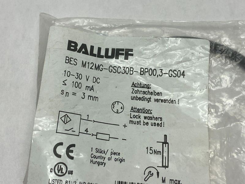 Balluff M12MG-GSC30B-BP00,3-GS04 Flush Mount Proximity Sensor 10-30VDC BES0042 - Maverick Industrial Sales