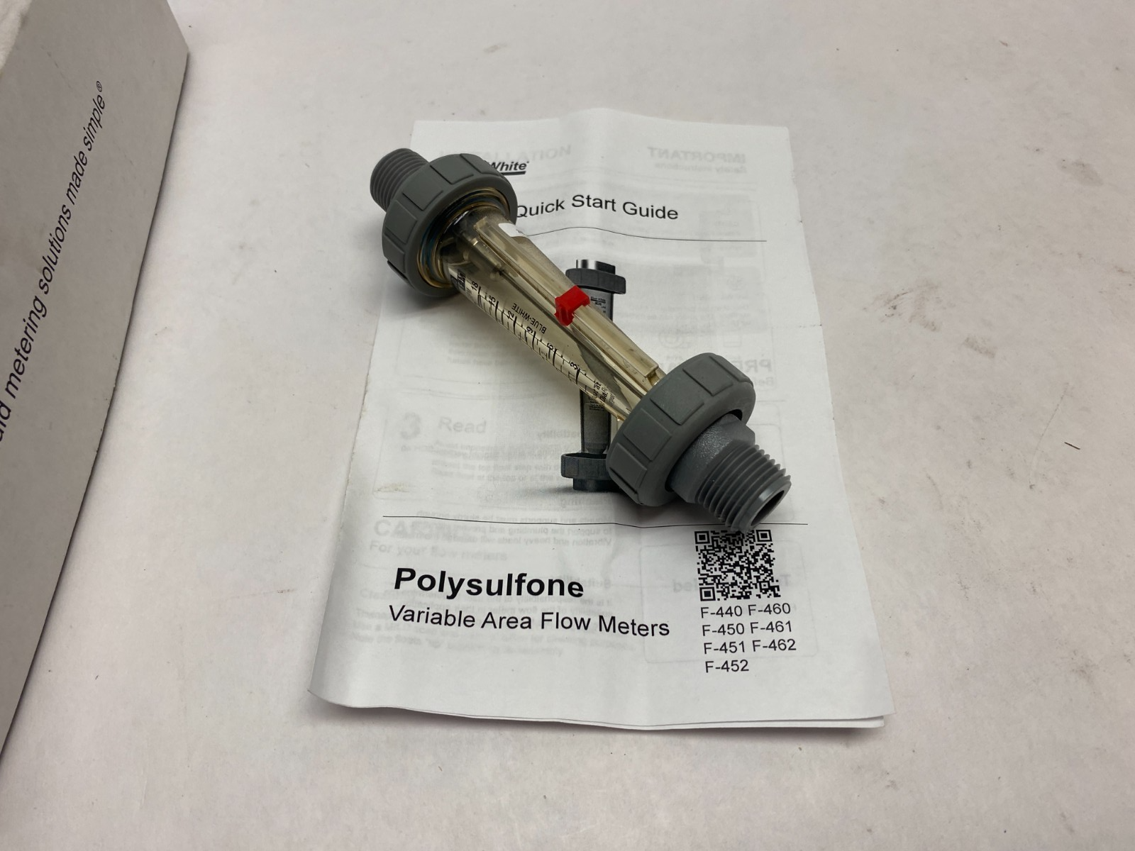 Blue-White F-44500L-8-22Q Polysulfone Variable Area Flow Meter 1/2" MNPT - Maverick Industrial Sales