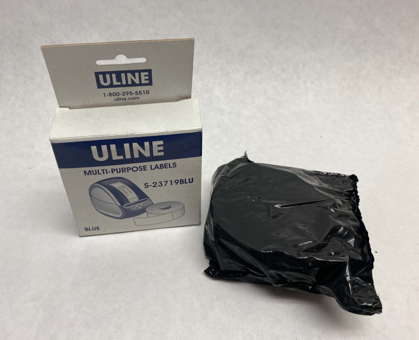 ULINE S-23719BLU Blue Mini Printer Labels 1 x 2-1/8 ROLL OF 450 - Maverick Industrial Sales
