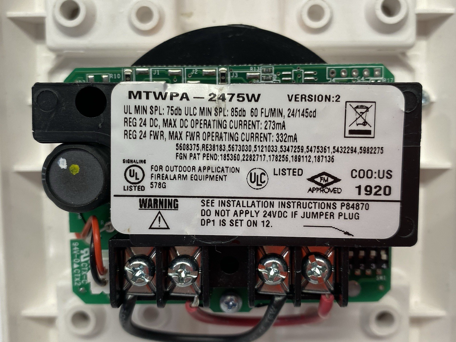 Cooper Wheelock MTWPA-2475W Multitone Strobe Audible Alarm, White, Weatherproof - Maverick Industrial Sales