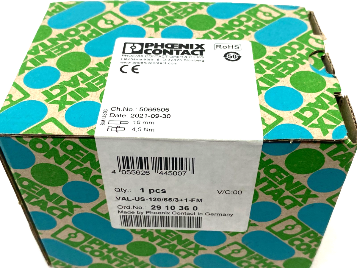VAL-US-120/65/3+1-FM,2910360 | Phoenix Contact VAL-US-120/65/3+1-FM Surge Protection Device 4-Channel 2910360 - New - Maverick Industrial Sales