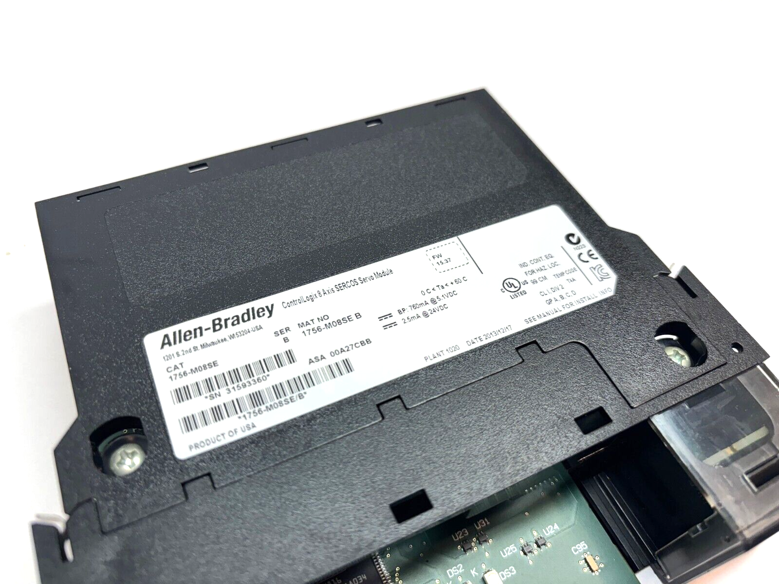 Allen Bradley 1756-M08SE Ser. B ControlLogix 8 Axis Sercos Servo Module, 15.37 - Maverick Industrial Sales