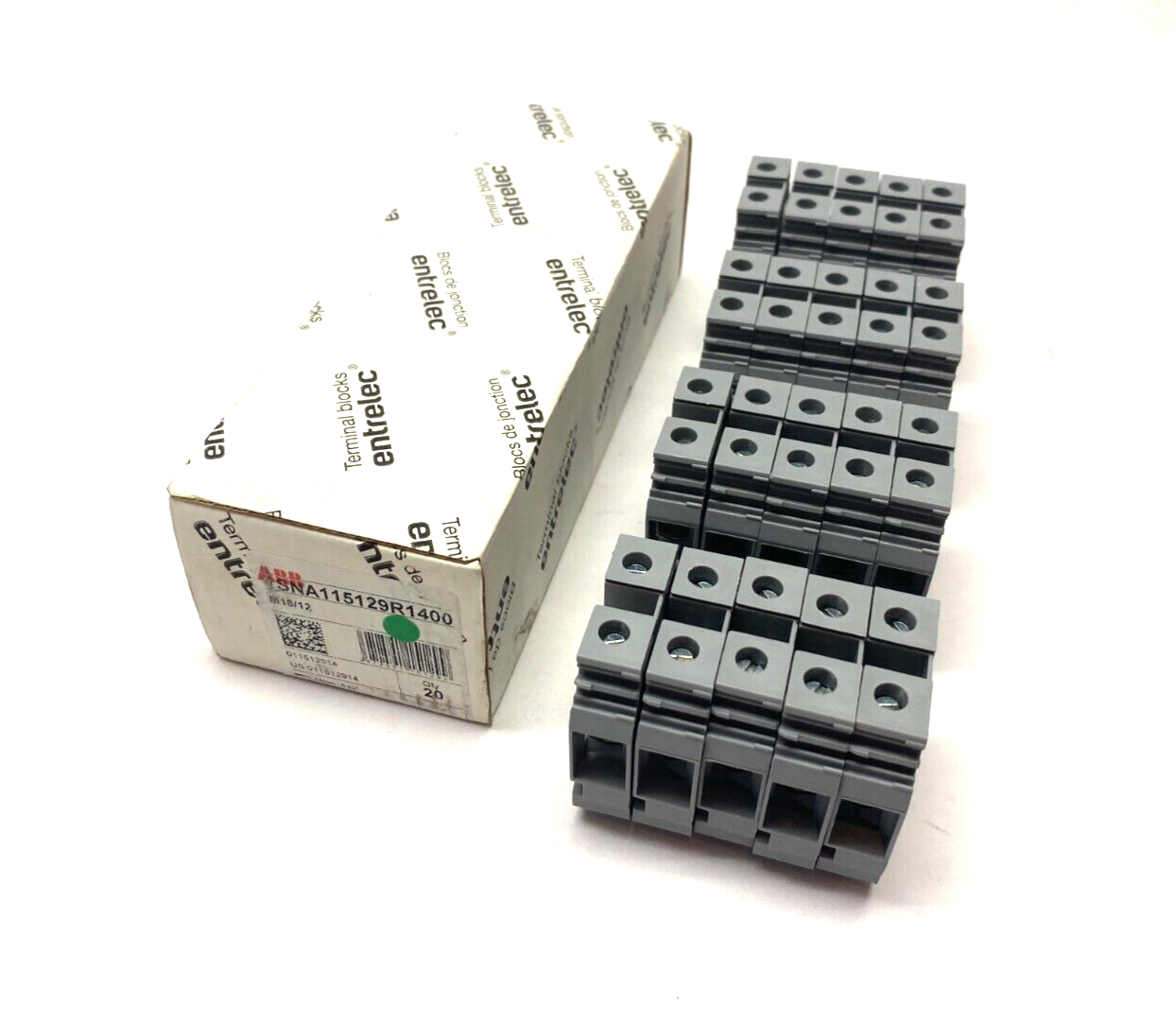 ABB Entrelec 1SNA115129R1400 Feed-Through Terminal Block Gray 12mm BOX OF 20 - Maverick Industrial Sales