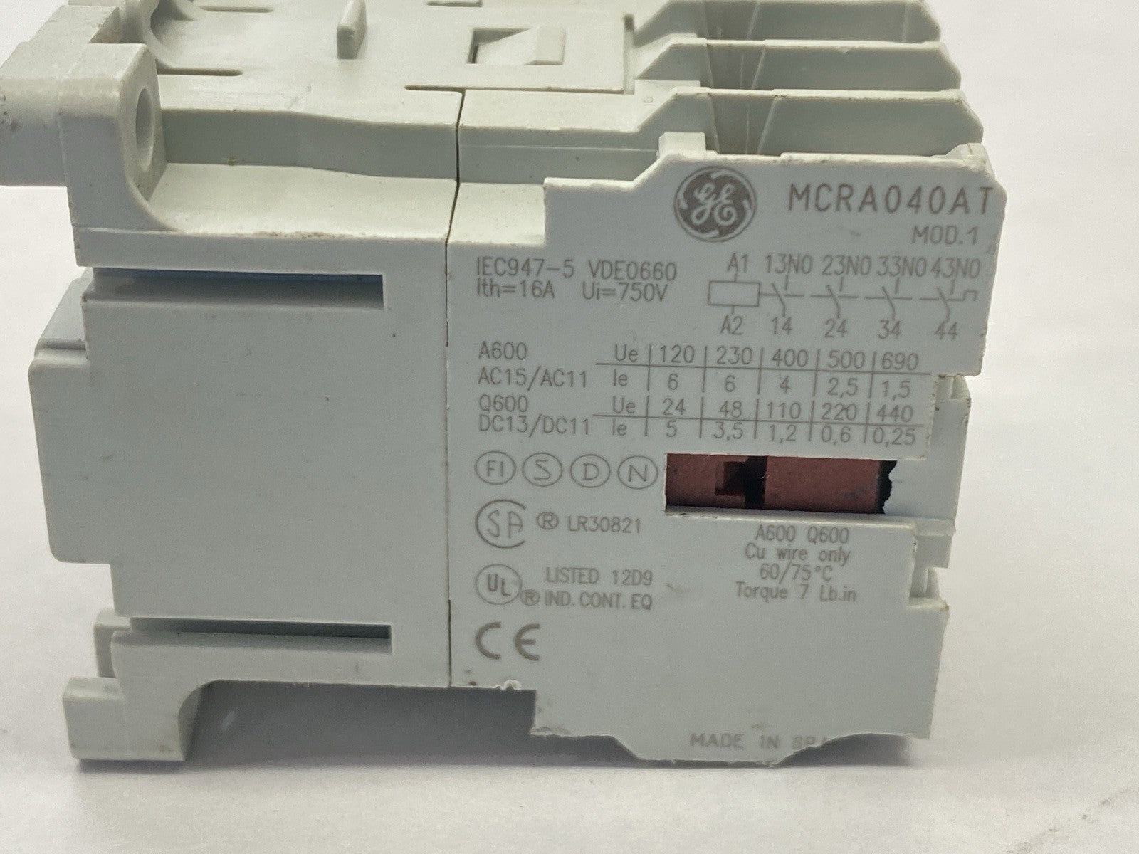 General Electric MCRA40E Auxiliary Mini Control Relay 110/120V MBOAJ Coil - Maverick Industrial Sales
