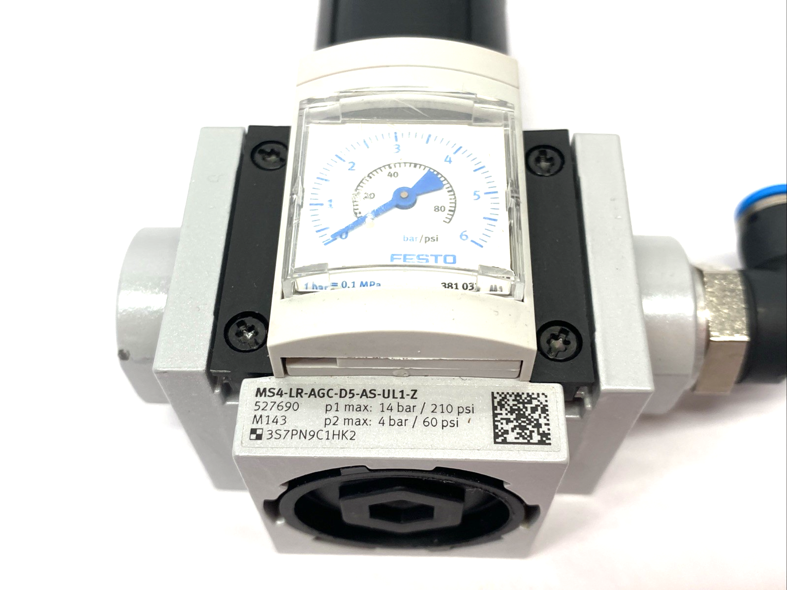 Festo MS4-LR-AGC-D5-AS-UL1-Z Modular Pressure Regulator 527690 w/ 3/8" Adapters - Maverick Industrial Sales