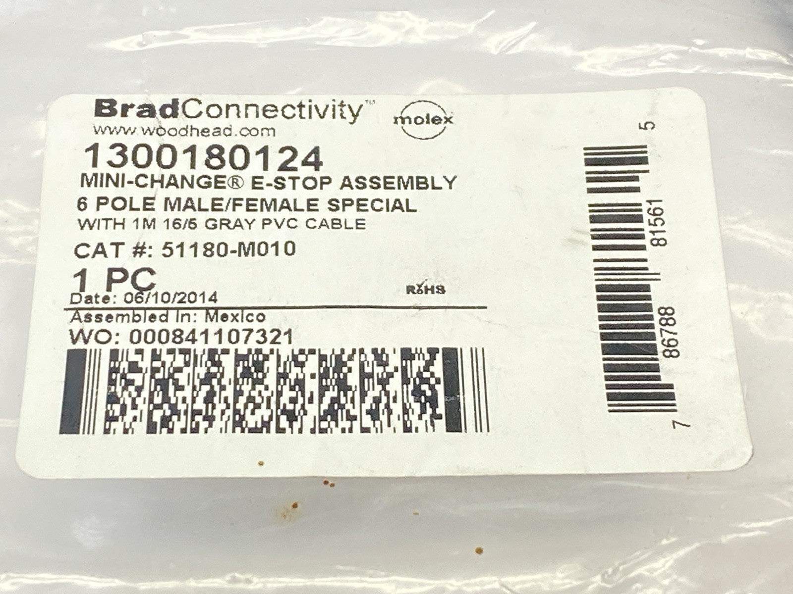Molex Brad Connectivity 1300180124 Mini-Change E-Stop Cable Assembly 51180-M010 - Maverick Industrial Sales