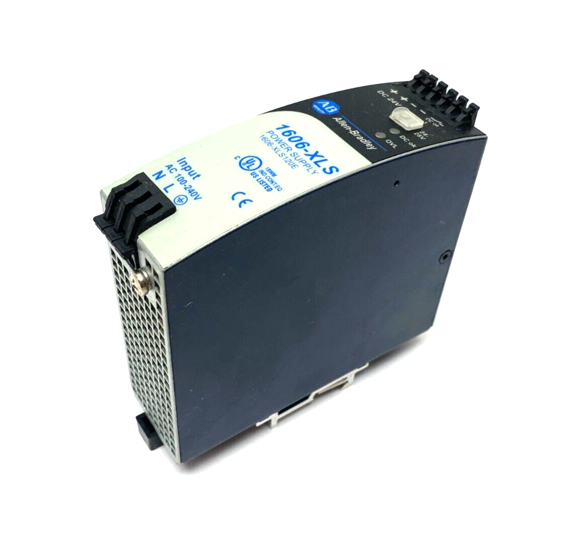 Allen Bradley 1606-XLS120E Ser. A Single Phase Power Supply 24VDC 5A BROKEN CLIP - Maverick Industrial Sales