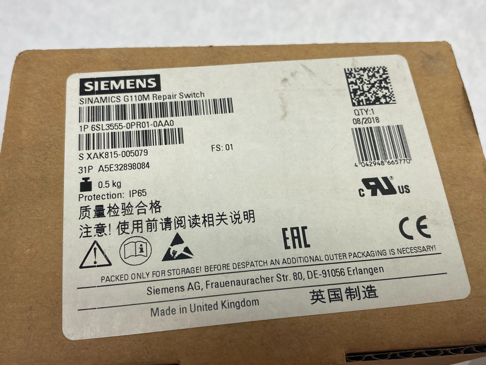 Siemens 6SL3555-0PR01-0AA0 SINAMICS G110M Repair Switch - Maverick Industrial Sales