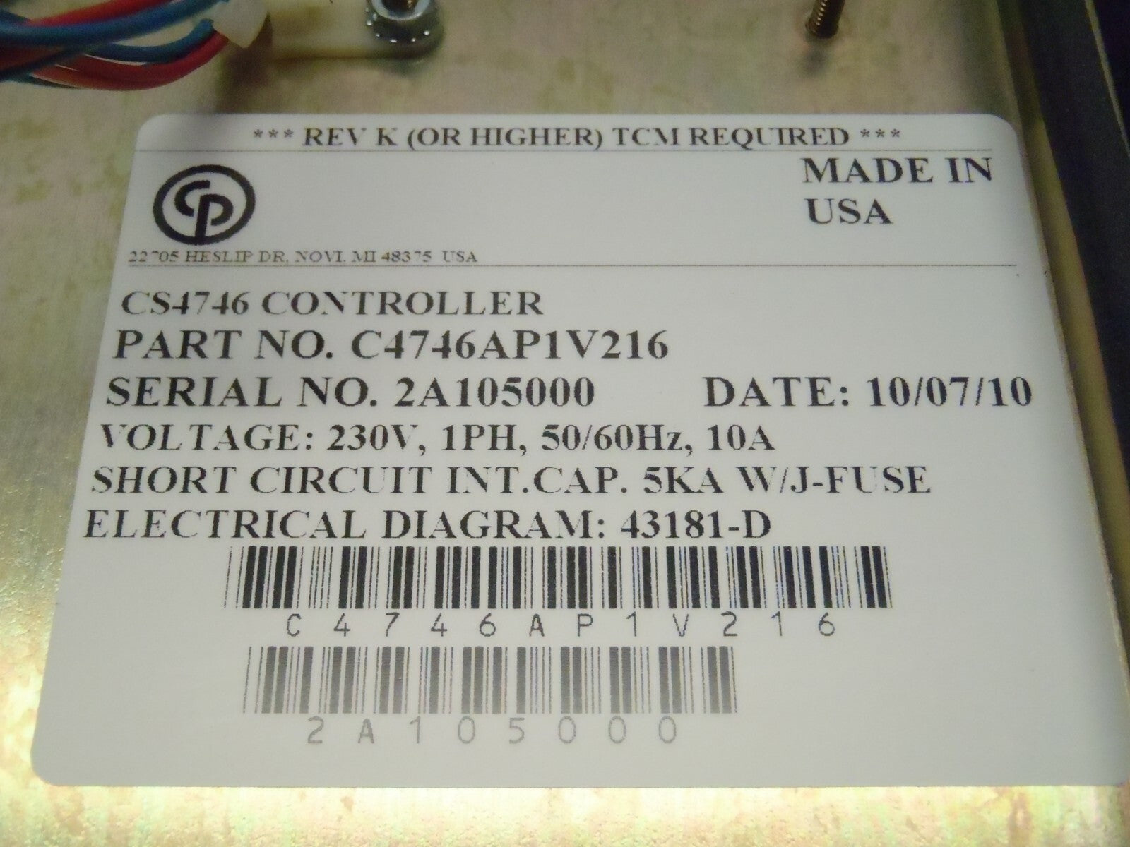 CP Techmotive C4746AP1V216 Torque Controller CS4746 120V - Maverick Industrial Sales
