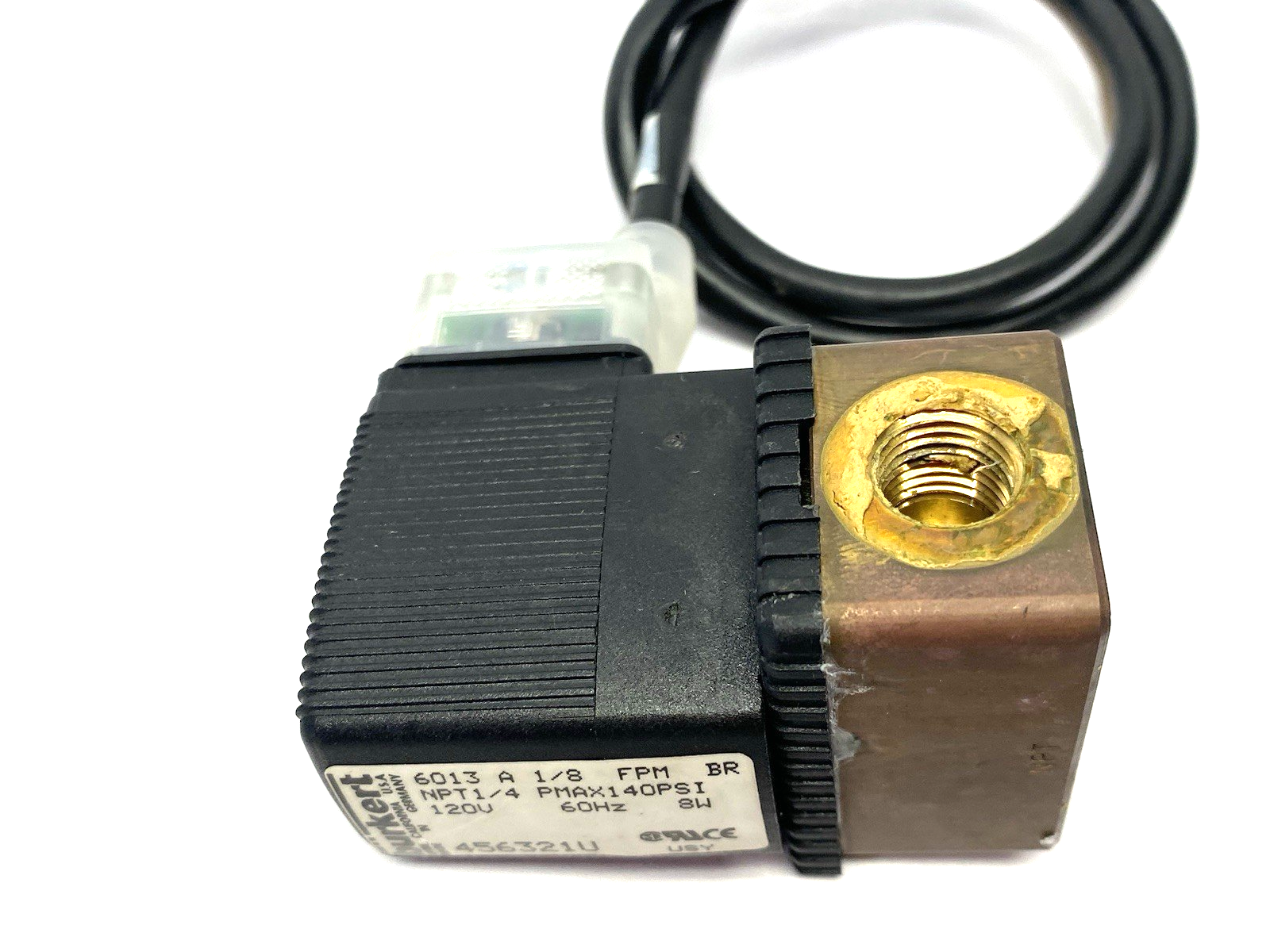 Burkert 6013 A 1/8 FPM BR NPT1/4 Direct Acting 2-Way Plunger Valve - Maverick Industrial Sales