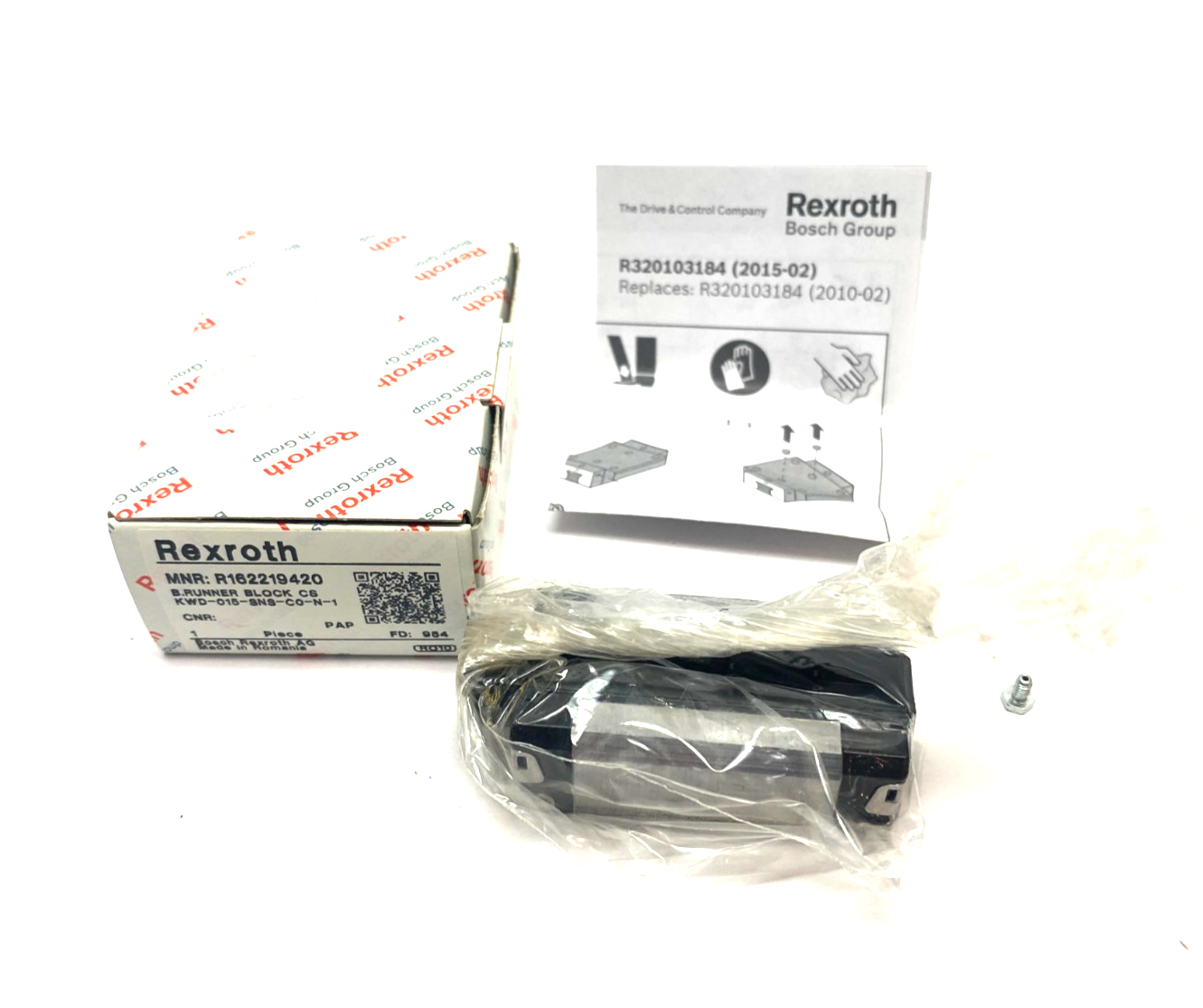 Bosch Rexroth R162219420 Ball Runner Guide Block KWD-015-SNS-C0-N-1 - Maverick Industrial Sales