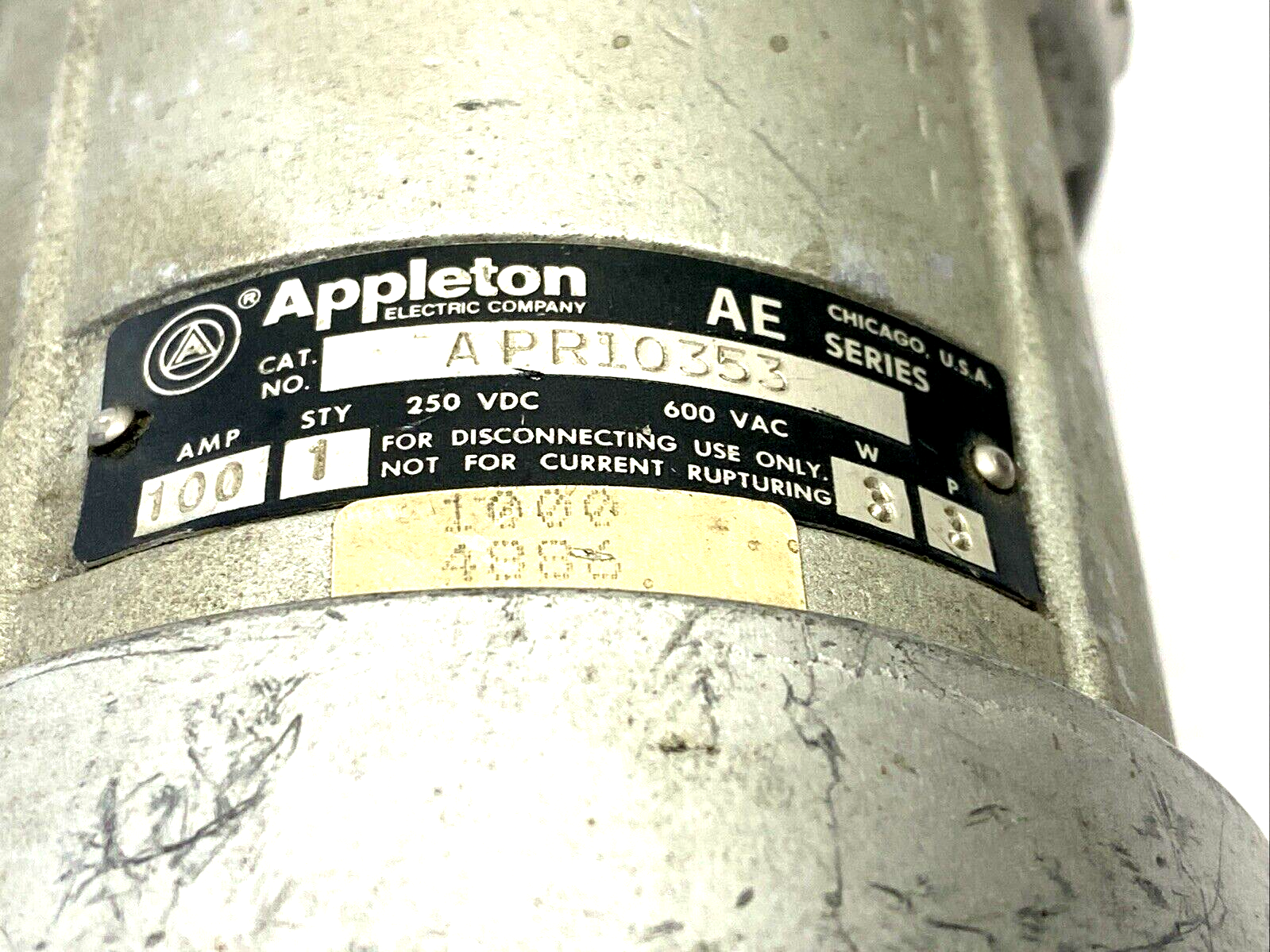 Appleton APR10353 AE Ser. Style 1 Pin & Sleeve Connector Plug 100A 3-Wire 3-Pole - Maverick Industrial Sales
