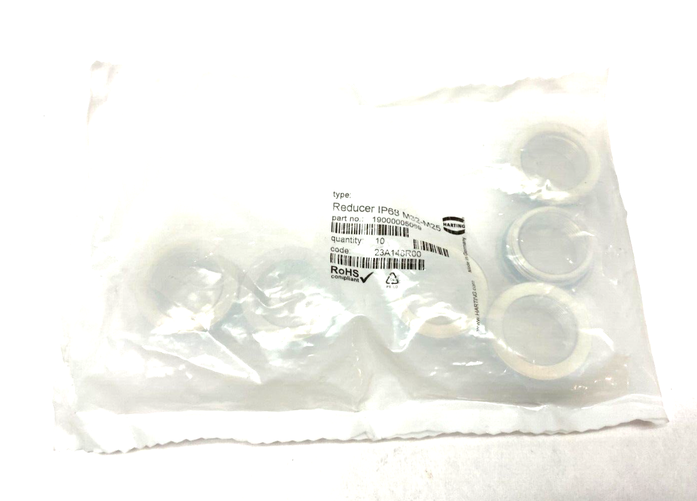 19000005069 | Harting Reducer Fitting w/ O-Ring IP68 M32-M25 PKG OF 6 - New – Open box - Maverick Industrial Sales