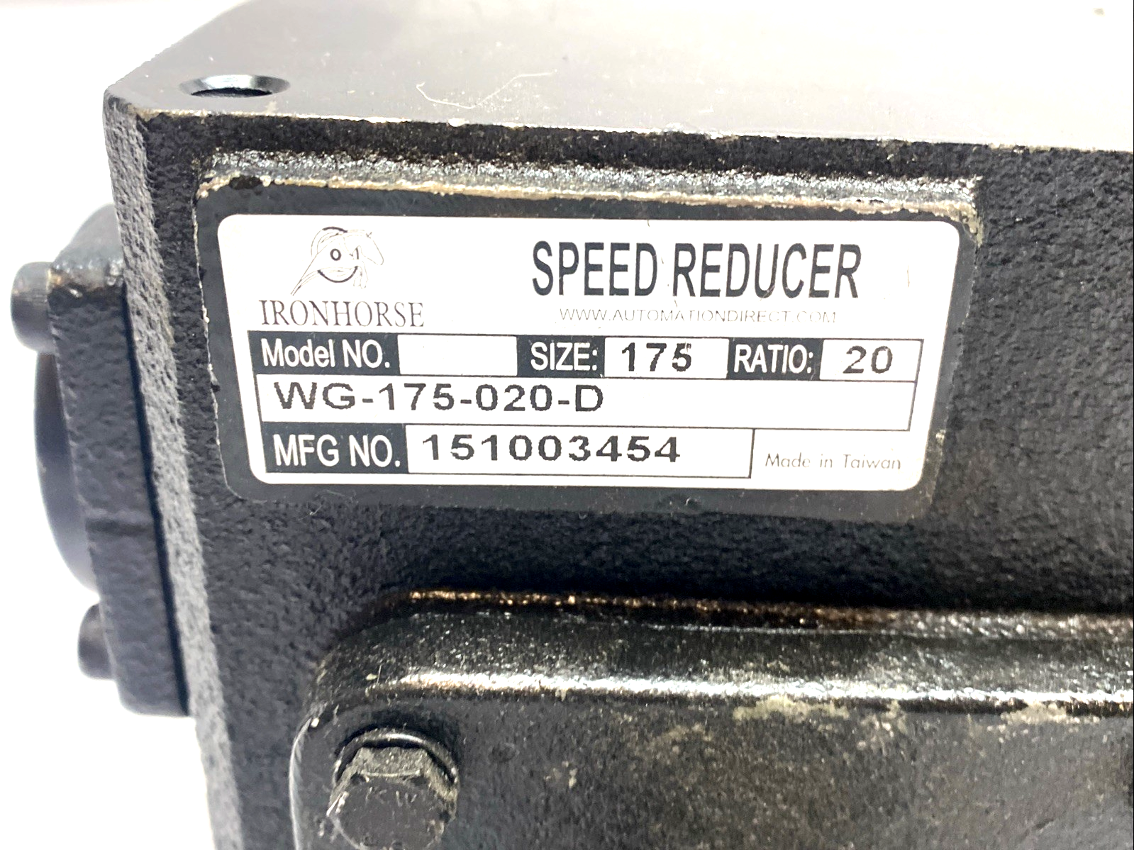 MTR-P75-1AB18 | IronHorse Motor 3/4HP w/ WG-175-020-D Worm Gearbox 20:1 - Used - Maverick Industrial Sales