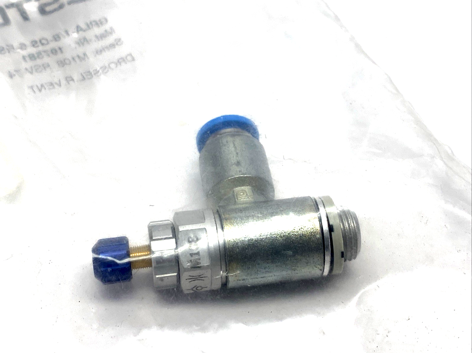 Festo GRLA-1/8-QS-6-RS-D One-Way Flow Control Valve, 6mm Tube OD, 197581 - Maverick Industrial Sales