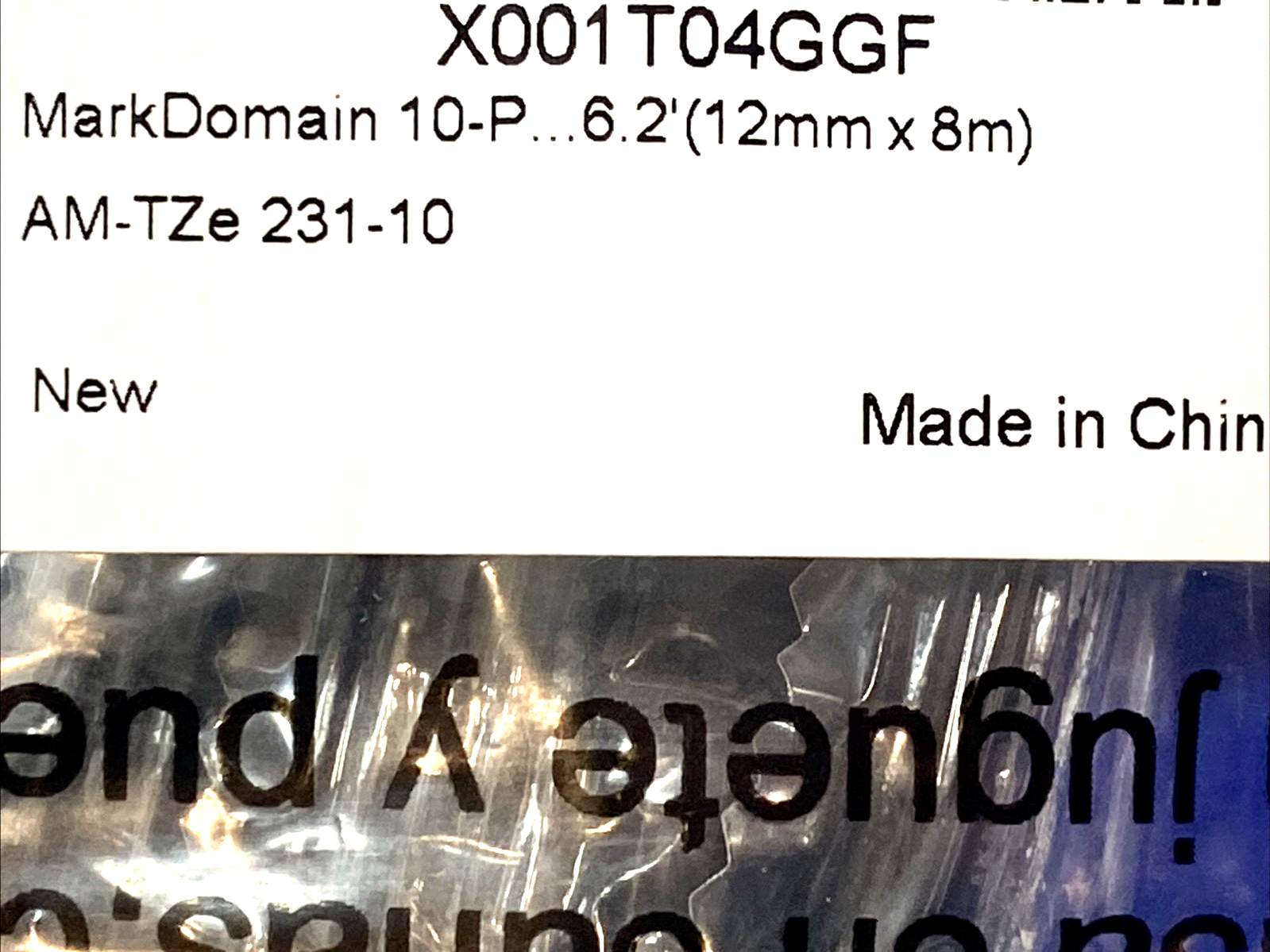 X001T04GGF | MarkDomain Label Tape 12mm Black on White PKG OF 10 - New - Maverick Industrial Sales