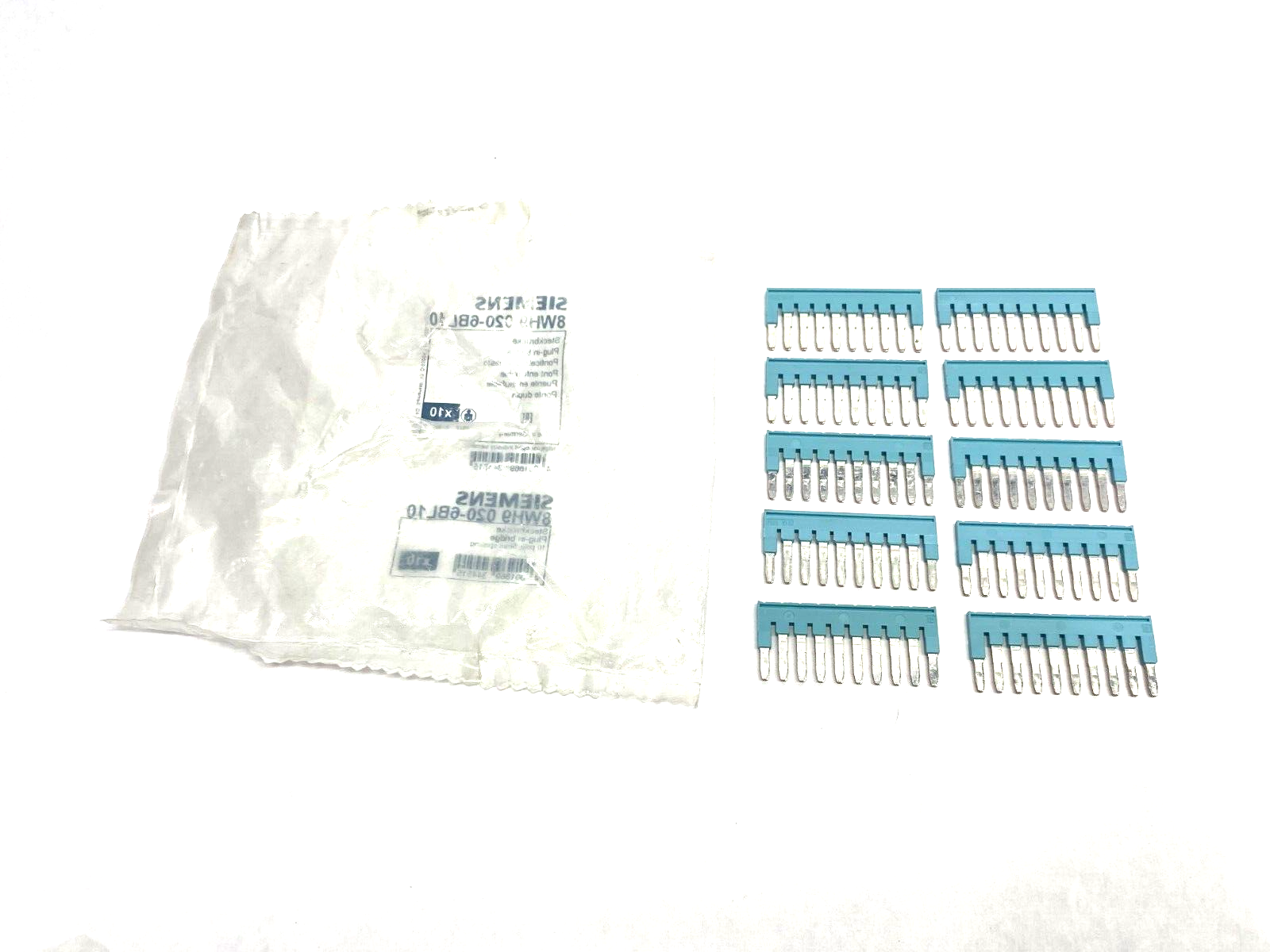 Siemens 8WH9020-6BL10 Plug-In Bridge Jumper Bar 10-Pole 5mm Space PKG OF 10 - Maverick Industrial Sales