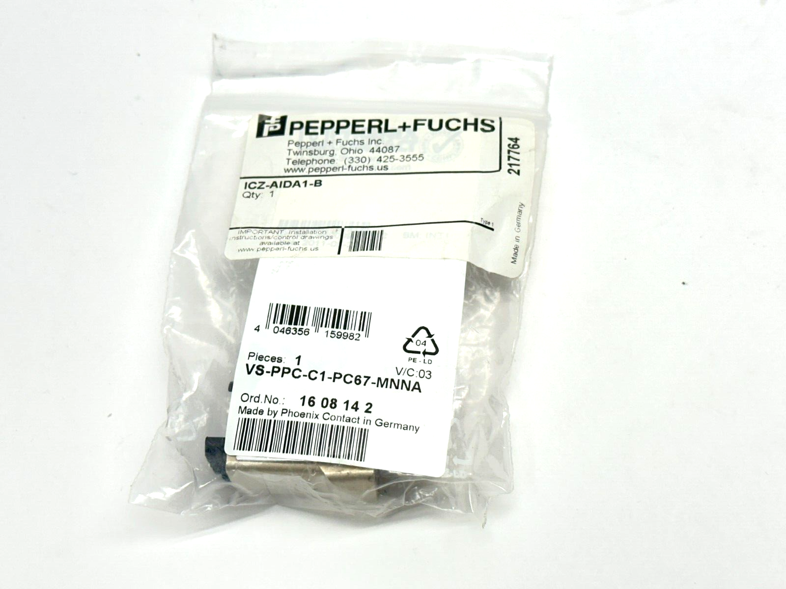 Pepperl+Fuchs ICZ-AIDA1-B Blind Plug Connector 217764 - Maverick Industrial Sales