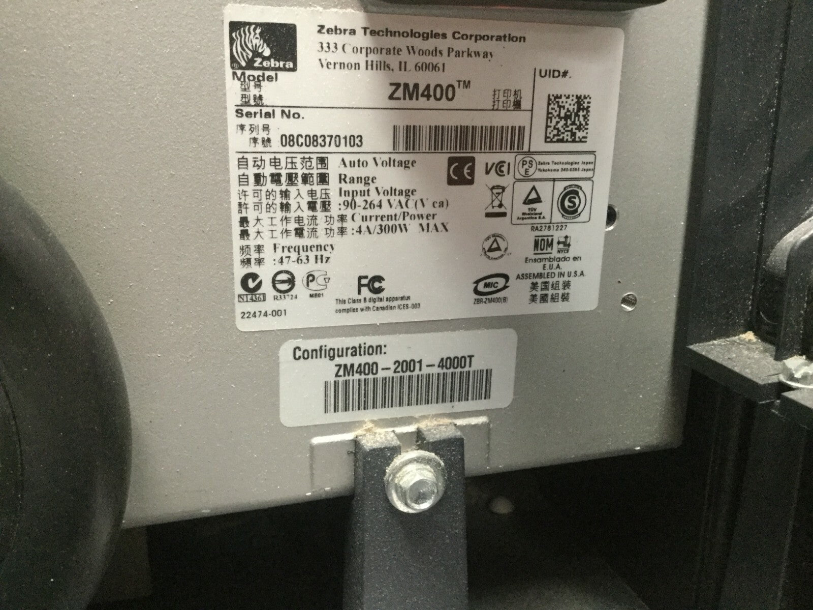 Zebra ZM400-2001-4000T Thermal Label Printer ZM400 - E - For parts or not working - Maverick Industrial Sales