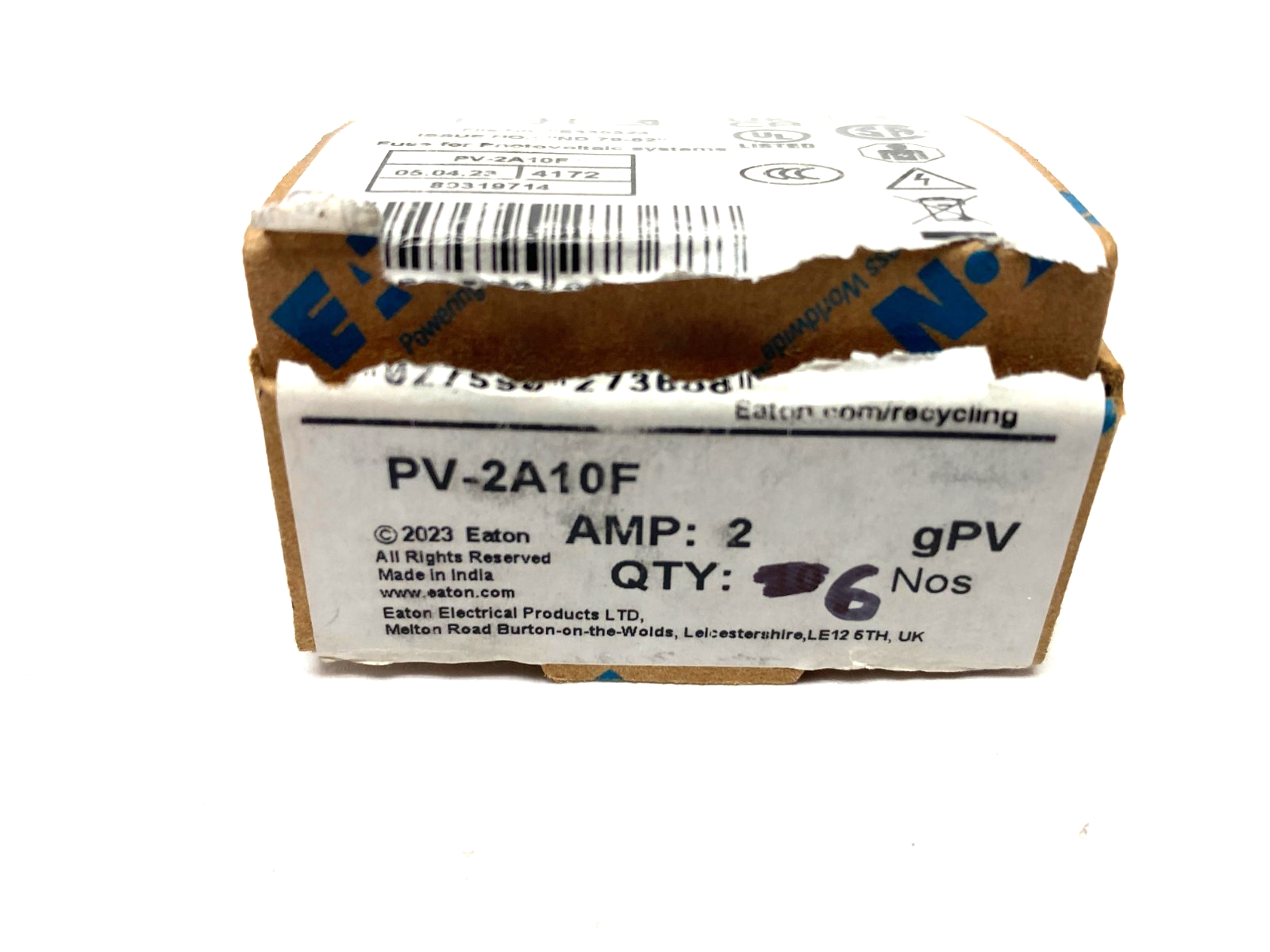 PV-2A10F | Eaton Bussmann Photovoltaic Fuse 1000VDC BOX OF 6 - New – Open box - Maverick Industrial Sales
