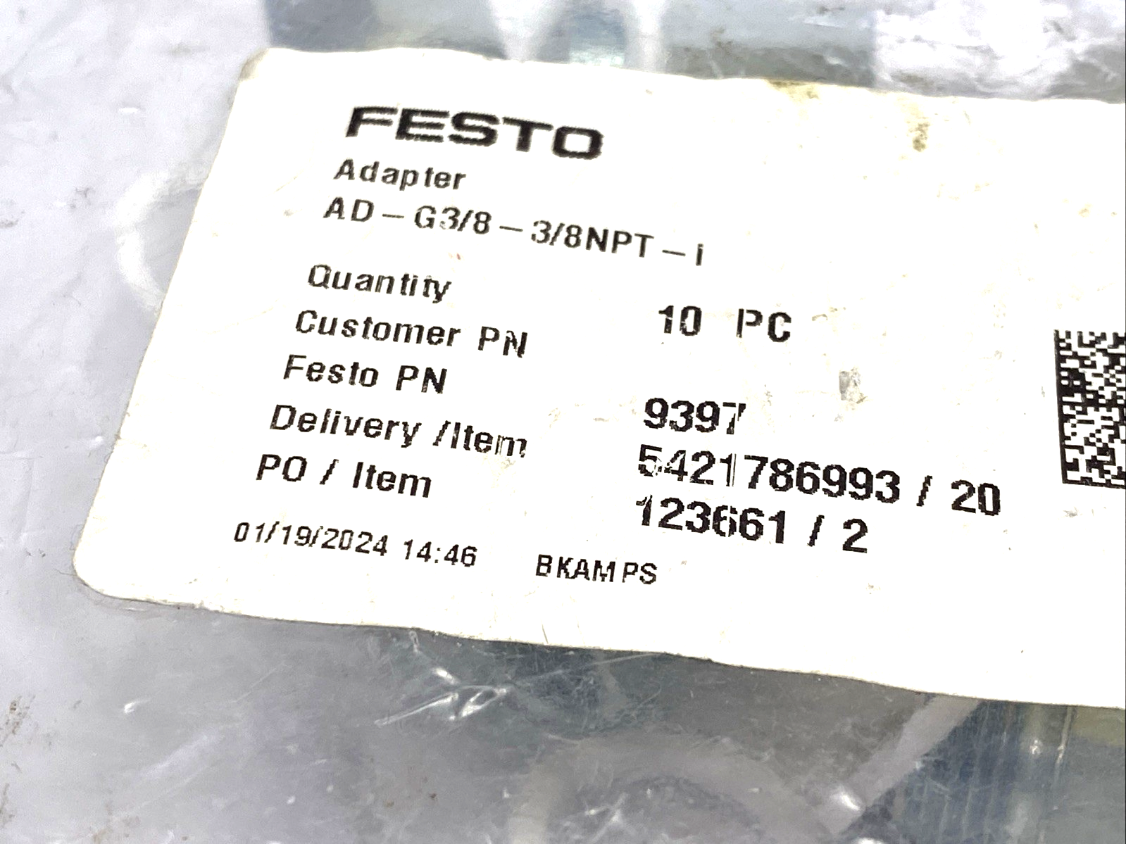 Festo AD-G3/8-3/8NPT-I Adapter G3/8" To 3/8" NPT 9397 10-PK - Maverick Industrial Sales
