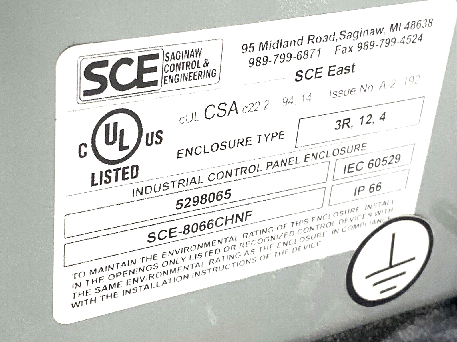 Saginaw Control SCE-8066CHNF Industrial Control Enclosure IP66 8"x6"x6", WHITE - Maverick Industrial Sales