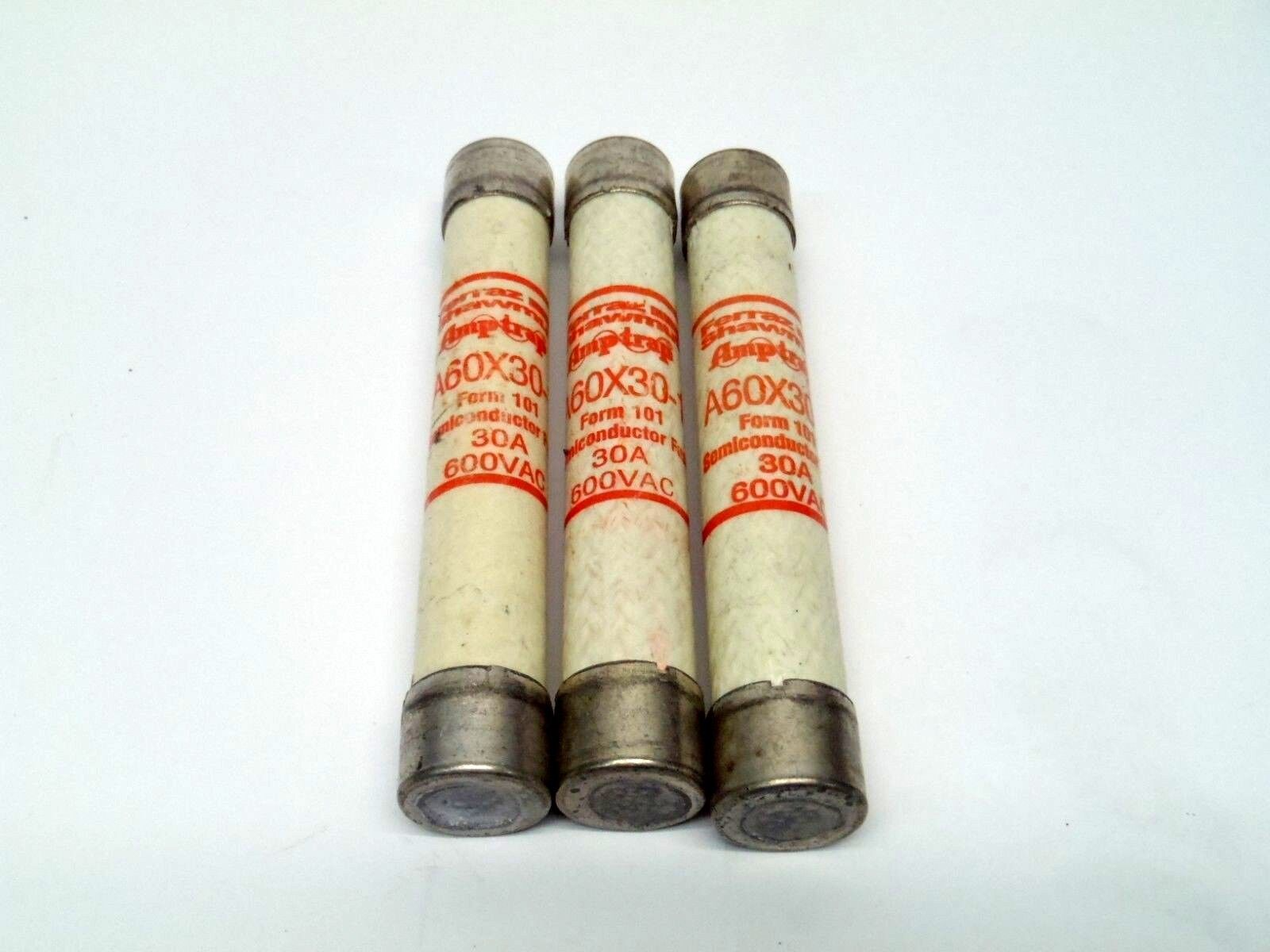 Ferraz Shawmut A60X30-1 Amptrap Fuses 30A 600VAC LOT OF 3 - Maverick Industrial Sales