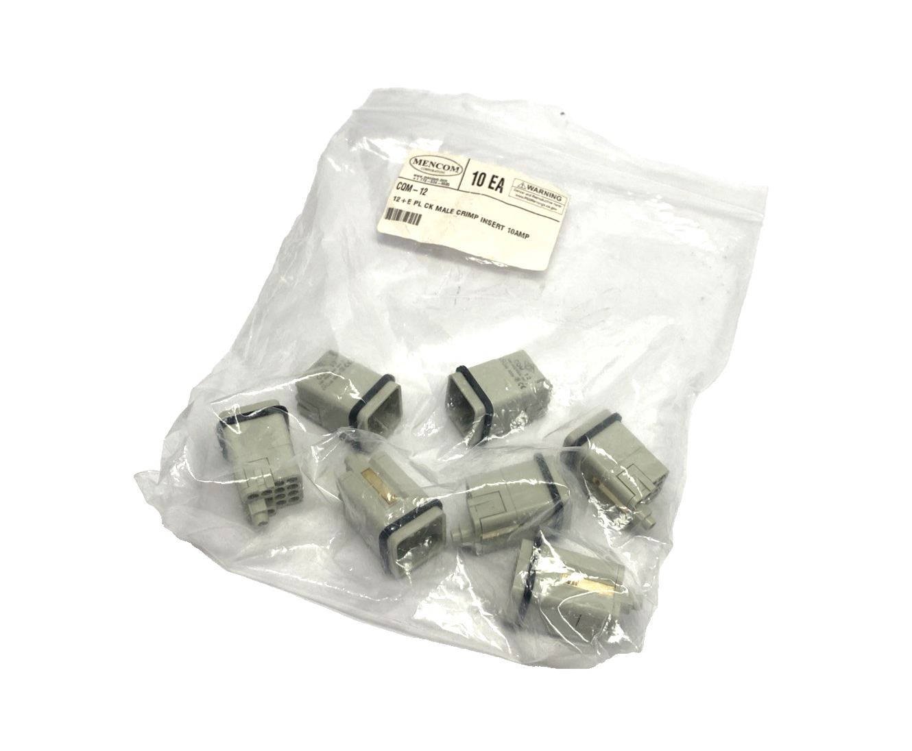 CQM-12,CQM 12 | ILME CQM 12 Male Crimp Connector Insert 12 Pole + PE, 10A, Mencom CQM-12 7-PK - New – Open box - Maverick Industrial Sales