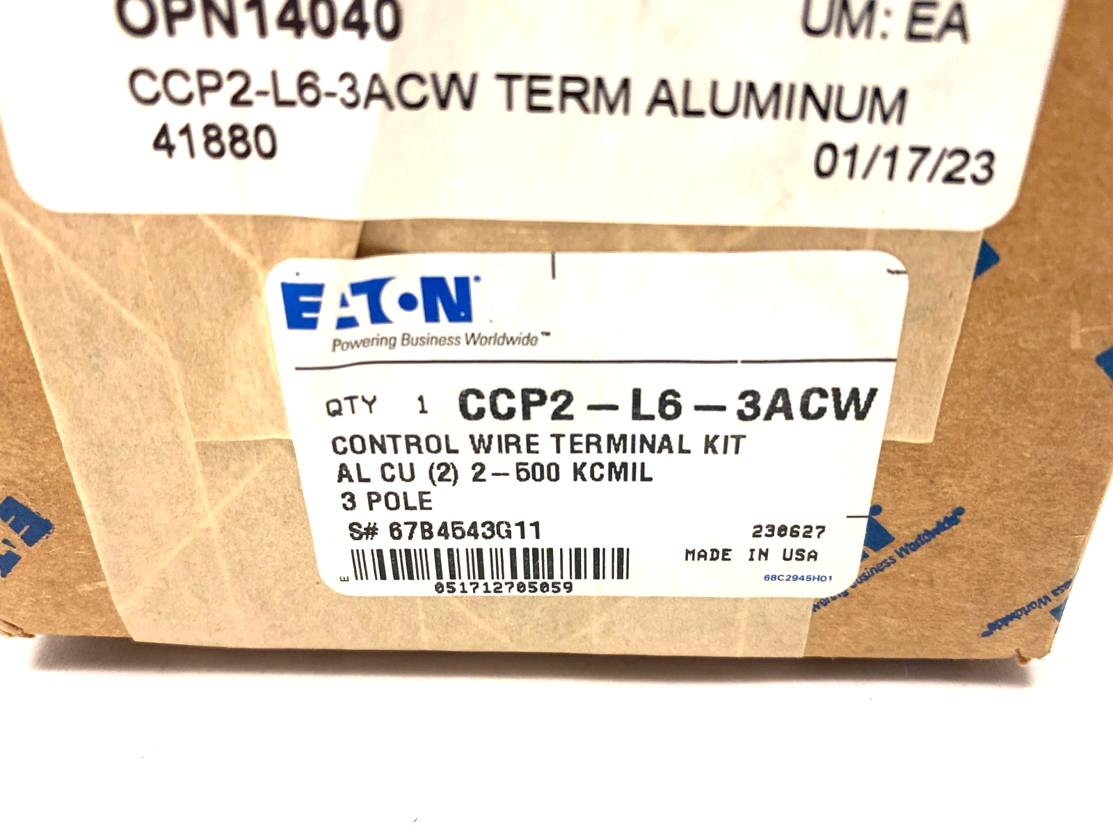 Eaton CCP2-L6-3ACW Bussmann Series CCP/CCD Terminal Wire Control Kit - Maverick Industrial Sales