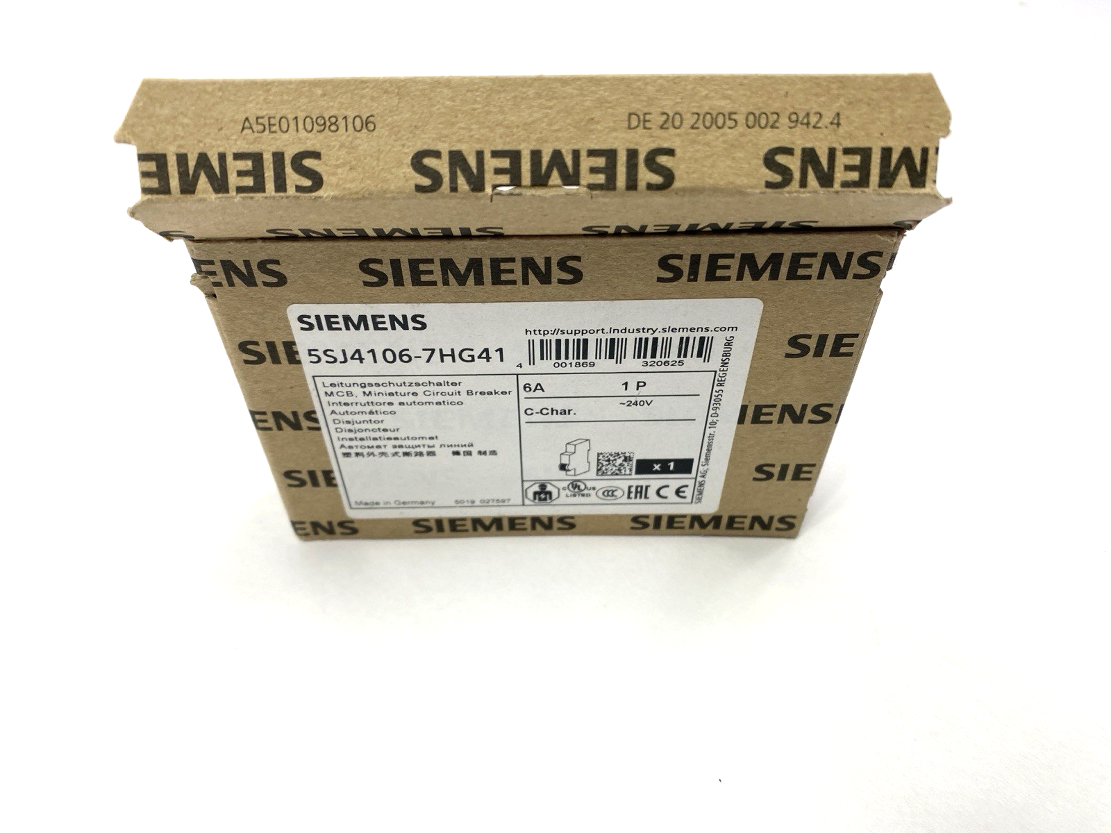 5SJ4106-7HG41 | Siemens Miniature Circuit Breaker 1-Pole 240V 6A - New – Open box - Maverick Industrial Sales