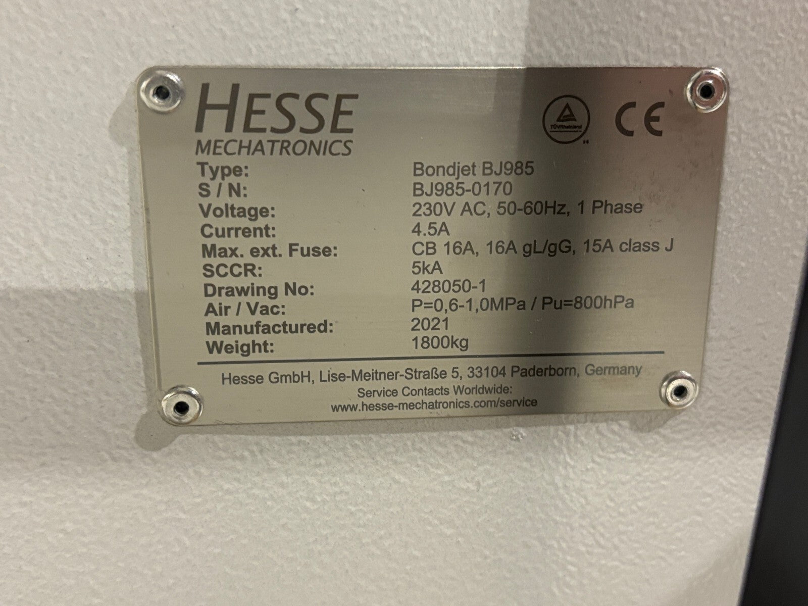 Hesse Mechatronics Bondjet BJ985 Heavy Wire Wedge Bonders, Bonding Machine, 2021 - Maverick Industrial Sales