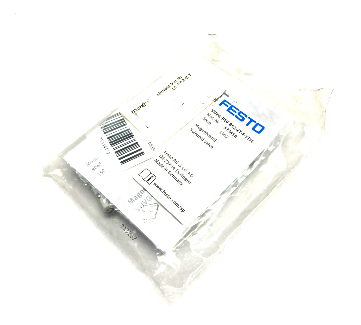 VUVG-B10-B52-ZT-F-1T1L | Festo Solenoid Valve 5/2 Bistable 573418 - New - Maverick Industrial Sales