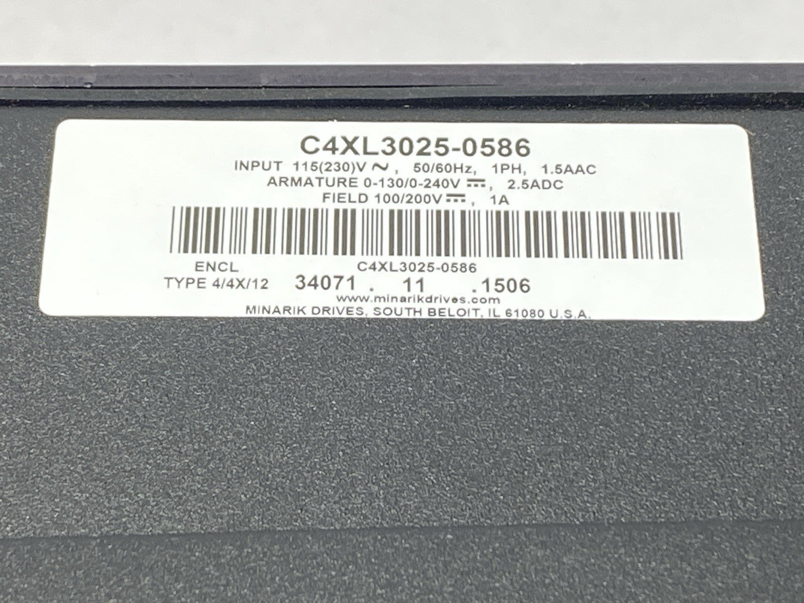 C4XL3025-0586 | Minarik Drives DC Motor Speed Controller 115/230V - For parts or not working - Maverick Industrial Sales
