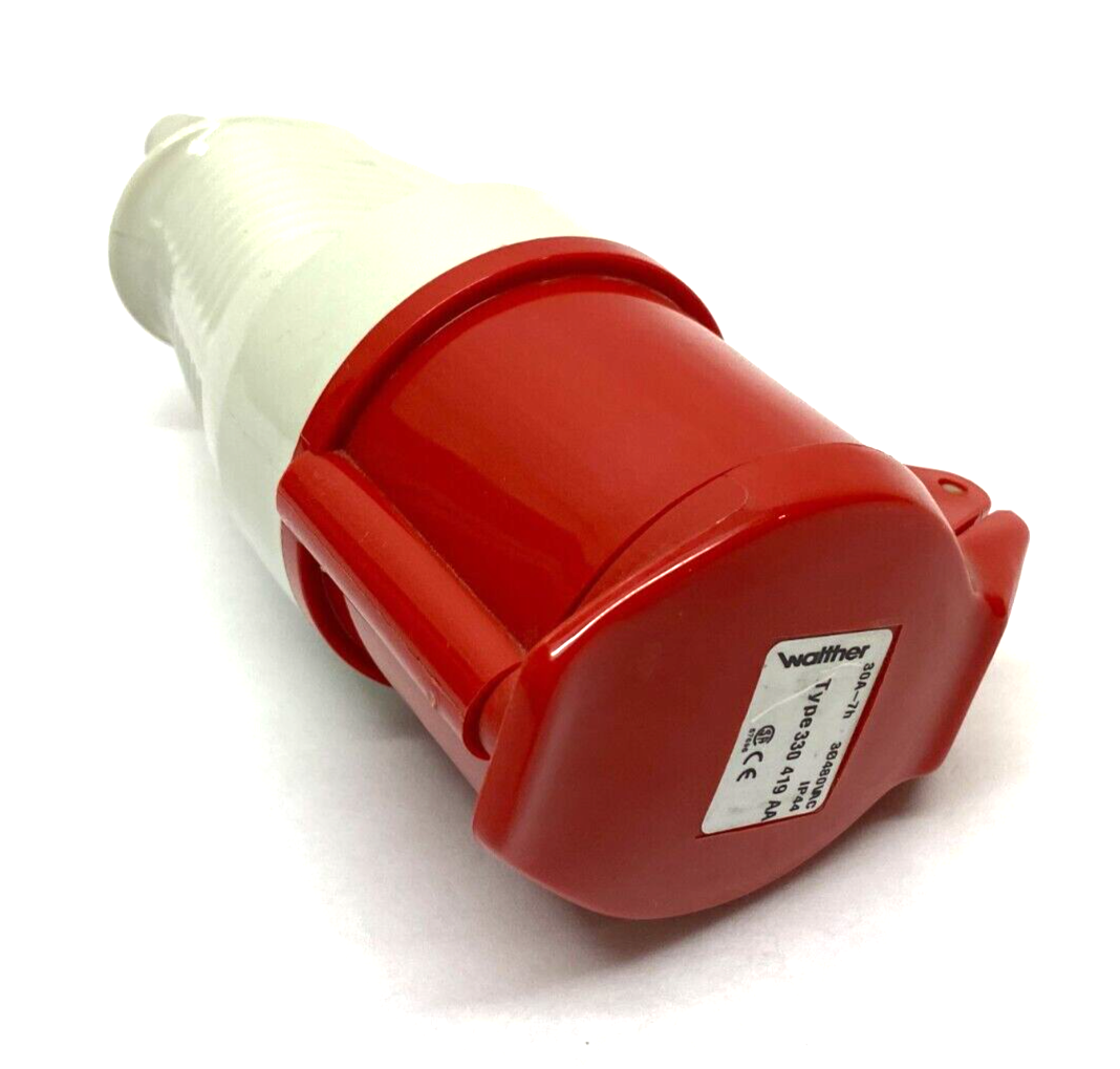 Walther 330419AA Pin and Sleeve Watertight Wireable Connector480VAC 30A-7h IP44 - Maverick Industrial Sales