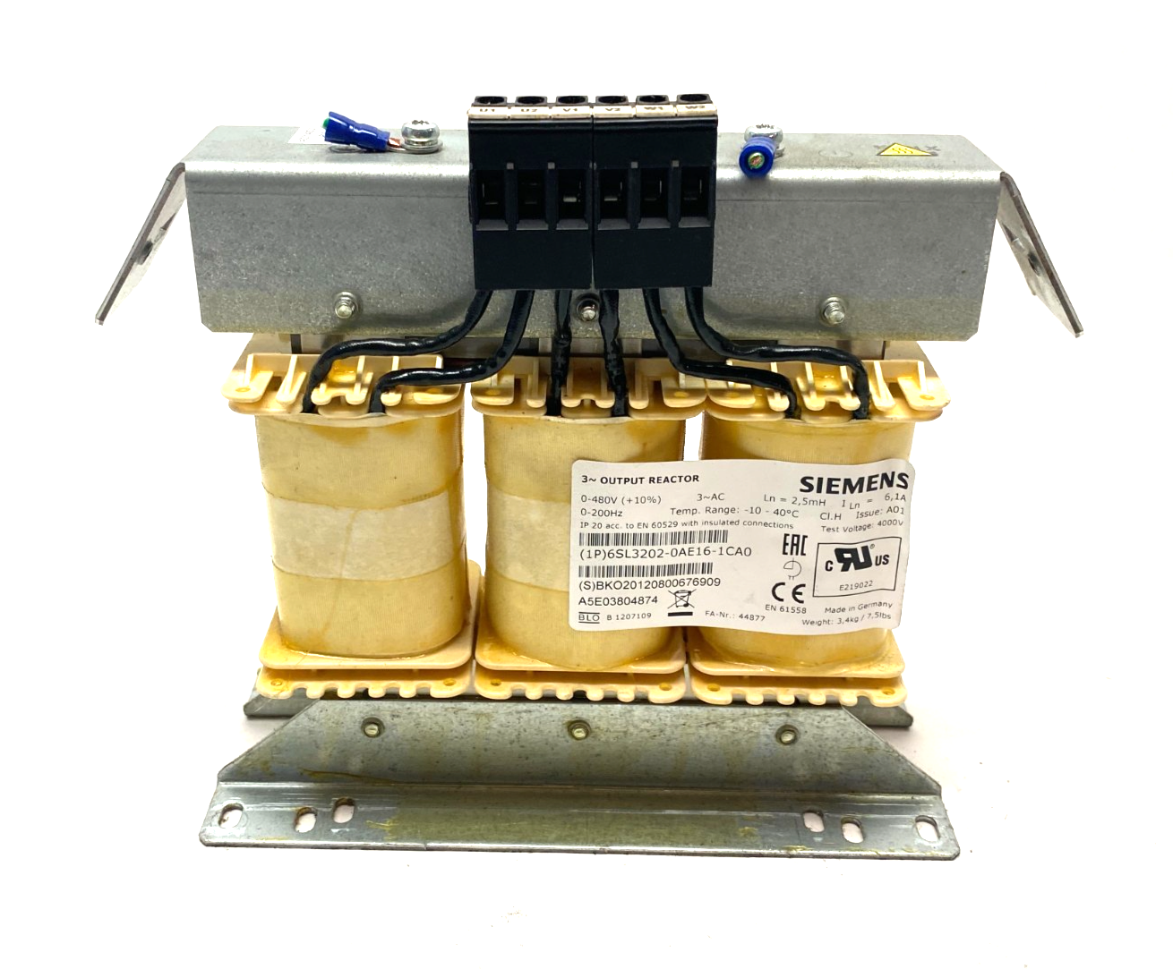 Siemens 6SL3202-0AE16-1CA0 SINAMICS 3~ Output Reactor - Maverick Industrial Sales