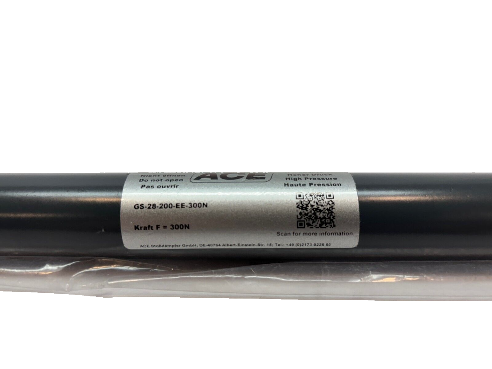 ACE GS-28-200-EE-300N High Pressure Industrial Gas Spring, 7.87" Stroke, 562 lbs - Maverick Industrial Sales