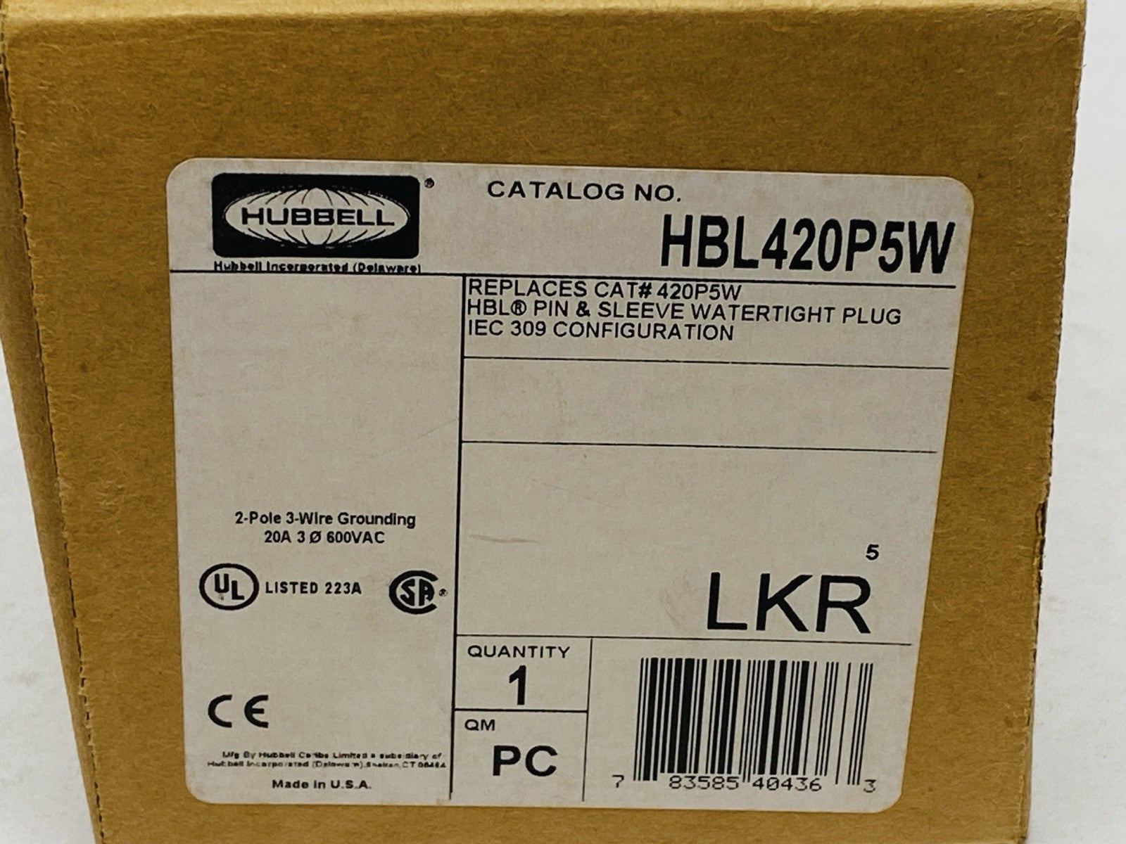 Hubbell HBL420P5W IEC Pin And Sleeve Plug Industrial Grade Male Plug 20A 3P - Maverick Industrial Sales
