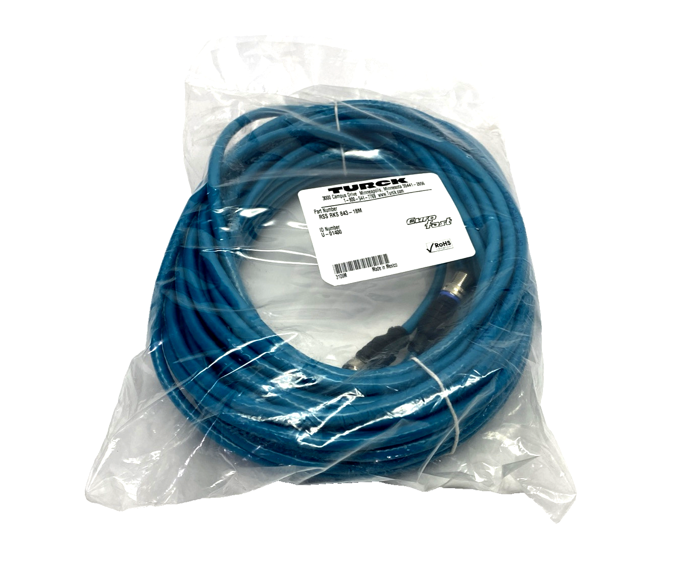 Turck RSS RKS 843-18M Ethernet Extension Cordset M12 8-Pin M - F 18m U-01400 - Maverick Industrial Sales
